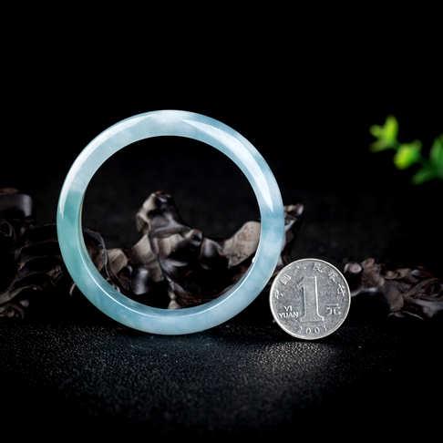 55.5mm糯冰种蓝绿翡翠手镯-翡翠-冰糯种-A15D518D05002
